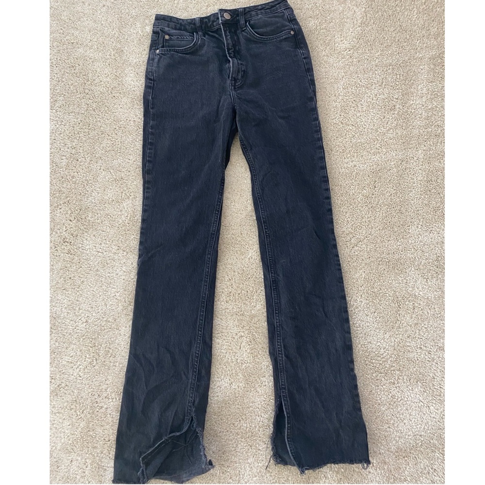 Zara Black Split Leg Flare Jeans Size 6